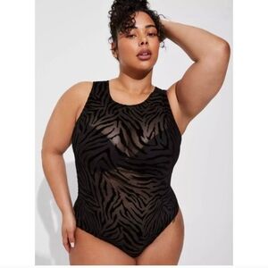 Torrid Black Zebra Pattern Bodysuit